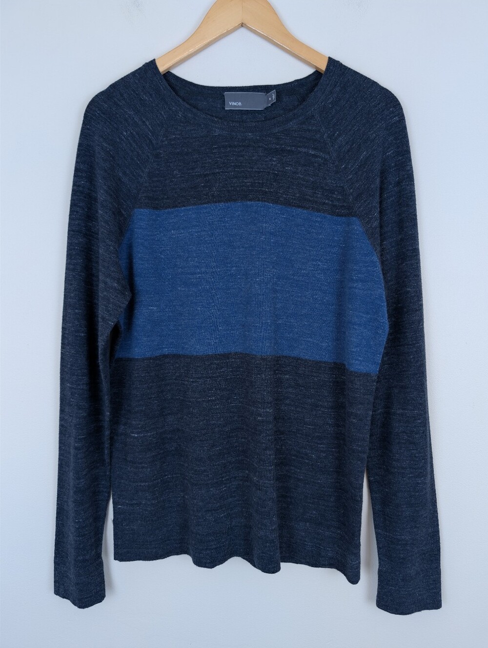 Vince Cashmere Blend Colorblock Knit Crewneck Long Sleeve size Medium